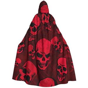 Bxzpzplj Red Skulls Womens Mens volledige lengte carnaval cape met capuchon cosplay kostuums mantel, 185 cm