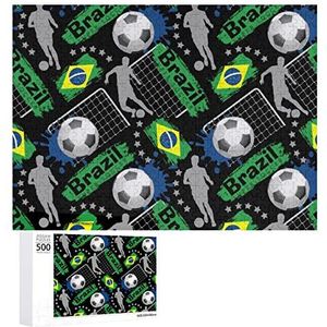 Brazilië Voetbal Patroon Jigsaw Puzzel voor Volwassenen Gepersonaliseerde Houten Jigsaw Foto Kunstwerk Voor Thuis Wanddecoratie Gift 500 STKS