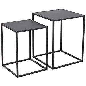 SVITA Set van 2 salontafel, bijzettafel, nachtkastje, woonkamertafel, metaal, zwart