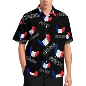Franse Le Coq Gaulois Zomer Heren Shirts Casual Korte Mouw Button Down Blouse Strand Top met Zak M