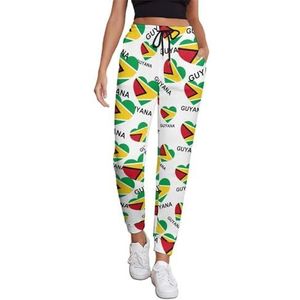 Love Guyana Joggingbroek voor dames, hardloopbroek, joggingbroek, vrijetijdsbroek, elastische taille, lang, met zakken