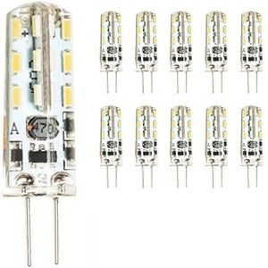 Mengjay® 10 stuks G4 LED-lampjes, 2 watt, 12 V AC/DC, warmwit, van siliconen (silicagel)