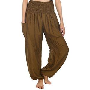 Whitewhale Unisex effen kleur zomer losse pasvorm baggy hippie boho zigeuner harem yoga broek, Mehendi Groen, Eén maat