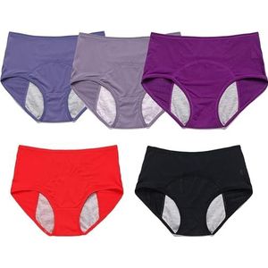 5 stuks urine-incontinentiebroekjes, lekvrij, fysiologisch katoen, wasbaar, met lekvrije absorberende zone voor vrouwen, B, M (37-45 kg)