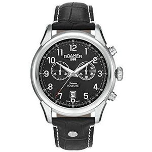 Roamer heren Quartz horloge met zwarte wijzerplaat chronograaf display en zwart lederen band 540951 41 56 05