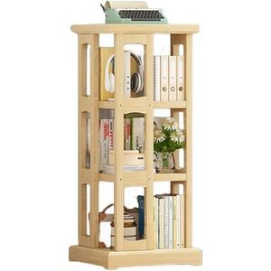 MMPZGZYQ Draaiende boekenplank, roterende boekweergave, roterende boekenplank toren, hout smalle boekenplank organisator gebruik voor slaapkamer, woonkamer, studeerkamer (kleur: houtkleur)
