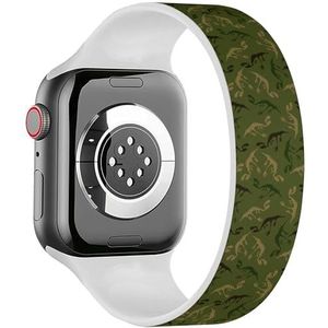 Solo Loop Band Compatibel met All Series Apple Watch 38/40/41mm (Kind Camouflage Dinosaurussen) Elastische Siliconen Band Strap Accessoire, Siliconen, Geen edelsteen