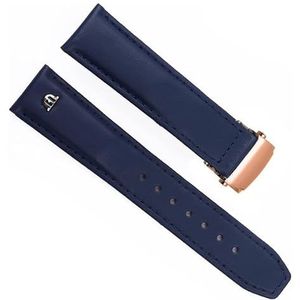 dayeer Vrije tijd zakelijke koe lederen armband voor MAURICE LACROIX horlogebanden Echt lederen horlogeband met vouwgesp (Color : Blue rose buckle, Size : 26mm)