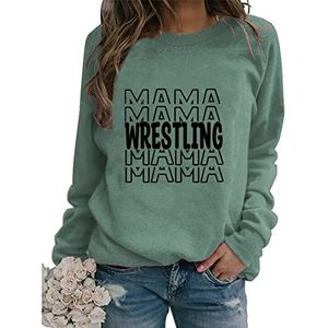 Wrestling Mama Sweatshirt Womens Long Sleeve Funny Wrestling SweatshirtsMothers Day Sport Mom Pullover Top