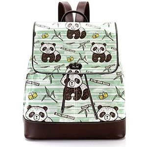 Gepersonaliseerde Schooltassen Boekentassen voor Teen Panda Butterfly Bamboe, Meerkleurig, 27x12.3x32cm, Rugzak Rugzakken