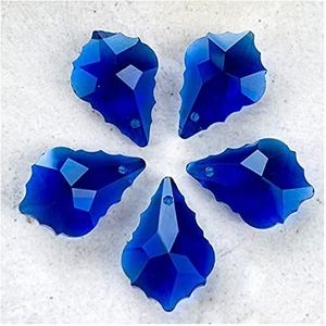 Kristallen kroonluchter prisma's 20 stuks 22 mm kleurrijke esdoornblad kristal prisma kroonluchter onderdelen kroonluchter onderdelen voor lamp decoratie sieraden maken (kleur: marineblauw)