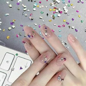 300/100 stuks mini nail art strass steentjes kristal acryl flatback diamanten gemengde vorm glitter diy nagel luxe manicure accessoires-kleurrijk-100 stuks