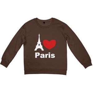 LFKVYZLC Dames I Love Paris Sweatshirts Pullover Sweater, Koffie, XS