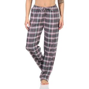 Flanellen pyjamabroek voor dames, geruite pyjamabroek, lang, kleur: antraciet, maat: 48-50, antraciet, 48-50