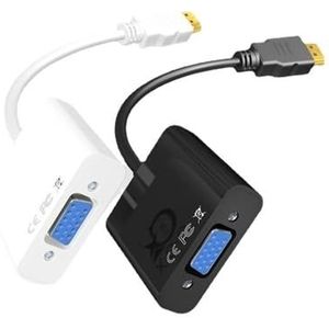 VEKPTHTBH 1 stuks HDMI-naar-VGA-kabel met audio-voedingsconverter, tv-computer-adapterkabel, HD-kabelkop HDMI naar VGA (Maat: met Audio Wit)