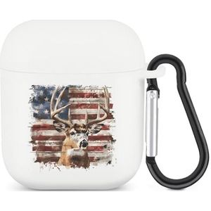 Hertenjacht Amerikaanse Camouflage Vlag Leuke Case voor AirPods 2 & 1 Schokbestendige Beschermende Hoofdtelefoon Gevallen Cover Met Sleutelhanger Voor Mannen Vrouwen