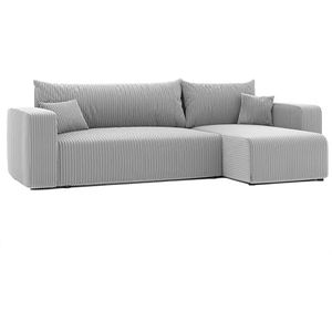GREKPOL Bank met slaapfunctie, 145 x 248 cm, 3-zits hoekbank met slaapfunctie en bedlade, slaapbank met bedlade, bank voor in de woonkamer