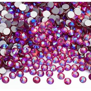 SS6-SS30 Rode Serie Non-Hotfix Strass Glitter Glas Flatback Kristal Strass Nail Art Edelstenen Voor Kleding Ambachten Decoratie-Roos AB-SS10-1440Pcs