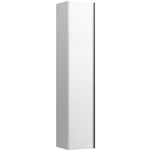 Laufen Basis voor Ino hoge kast, 1 deur, links scharnierend, greeplijst aluminium zwart, H403033110, Kleur: Wit glanzend
