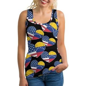 Venezuela VS vlag hart dames tank top mouwloos T-shirt pullover vest atletische basic shirts zomer bedrukt