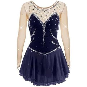 Nnnydjy Schaatsjurk Voor Meisjes Voor Kunstschaatsen Turnpakje Voor Dames Voor Ritmische Gymnastiek En Dans Glanzende Kristallen Wedstrijdkleding Voor Rolschaatsen En Kunstschaatsen,O,11_13Years