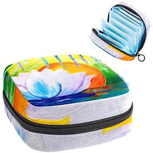 Maandverband Opbergtas,Draagbare maandverband Opbergzak,Lotus, Meerkleurig, 4.7x6.6x6.6 in/12x17x17 cm