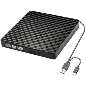 Slanke Externe DVD RW CD Writer USB 3.0 Brander Reader Speler High-speed Data Transfer Recorder For Laptop PC Desktop Gebruiksvriendelijk(Black)