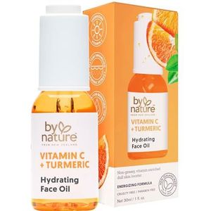 By Nature - Uit Nieuw-Zeeland | Vitamine C + Tumeric - Verhelderende & Hydraterende gezichtsolie | Energizing Formula - Niet vettige, Vitamine Verrijkte Doffe Huid Brightener | Wreedheid/Parabenen