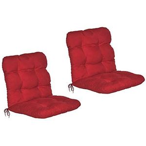 Beautissu Flair NL tuinkussen set van 2 - kussen voor tuin meubelen – zitkussen 100x50x8 cm rood – tuinkussens in matraskussen kwaliteit
