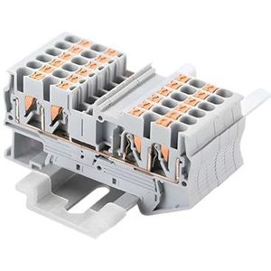 50 stuks PT4-QUATTRO 4 Klem Blok op DIN-Rail Ladder Push In de lente Schroefloze Voeding Door Klemstrip Blok Ladderdraad (Kleur: Blauw)