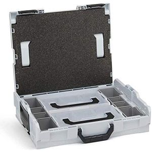 Bosch Sortimo L BOXX 102 | incl. inzetbakjesset 2 x L BOXX Mini | maat 1 in lichtgrijs | gereedschapskoffer klein leeg | ideale opbergdoos voor gereedschap