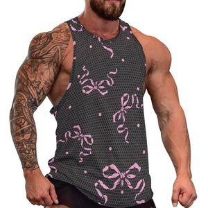 Linten op zwarte heren tanktop grafische mouwloze bodybuilding T-shirts casual strand T-shirt grappige sportschool spier