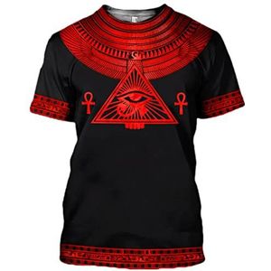 Ademend Mesh Retro T-Shirt, Egyptisch Piramide Symbool 3D-Print Zomer Sneldrogende Korte Mouw Heren Sport Trui,Style 13,S