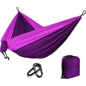 Hangmat draagbare nylon parachute hangmat camping tuin vrije tijd reizen dubbele personen (kleur: paars)