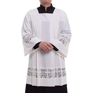 BLESSUME Katholieke Geplooide Kant Surplice Liturgische Cotta Vestment Liturgische Kerk Kledingstuk, Wit, XXL