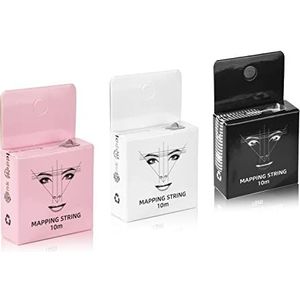 3 Dozen van 30ft Pre-Inked Mapping String in Zwart Wit Roze, Wenkbrauw Mapping Tool voor Microblading & PMU Toepassingen