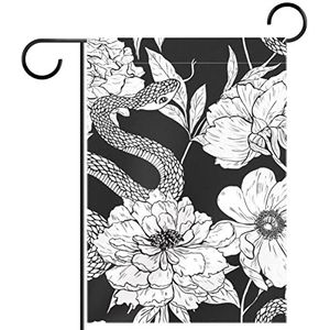 slangen bloemen bloeien Tuinvlag 28x40 inch,Kleine tuinvlaggen dubbelzijdig verticale banner buitendecoratie