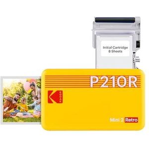 KODAK Mini 2 Retro - Draagbare Fotoprinter - Geel - 5,3 x 8,6 cm - Inclusief 8 Vellen