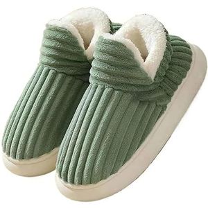 KCHYCV Waterdichte pluche pantoffels binnen heren katoenen schoenen neutrale warme pluche enkellaarzen sneeuwlaarzen dames huisslippers (kleur: B-groen, maat: 36-37)