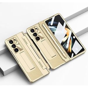 BZN for Samsung Galaxy Z Fold5 5G Geïntegreerde volledige dekking Pensleuf Opvouwbare telefoonhoes met stylus (Color : Gold)