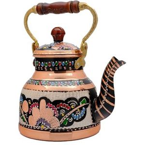 golden pet Decoratieve koperen theepot voor het serveren van lindethee Engelse thee kruidenthee Turkse thee | Arabische Marokkaanse Perzische stijl patroon vintage antieke gemodelleerde theepot
