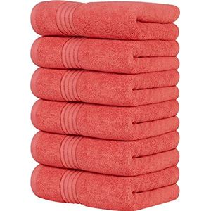 Utopia Towels koraalkleurige handdoeken van 100% gekamd ringgesponnen katoen, ultra-zacht en zeer absorberend, 600 g/m² extra grote dikke handdoeken van 41 x 71 cm, hotel- en spa kwaliteit handdoeken (set van 6)