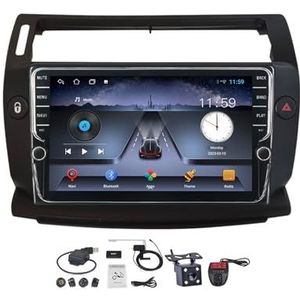Android 11 2 DIN Autoradio Stereo 9 inch Screen voor Citroen C4 LA LC 2004-2014 Carplay Android Auto GPS-navigatie Bluetooth RDS FM DAB+ Radio Stuurbediening Voice Control DSP (Color : Black, Size :