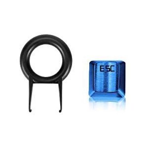 Fitlink Roestvrijstalen metalen toetsdoppen met sleuteltrekker voor mechanisch toetsenbord Cherry Mx-schakelaar (Esc, blauw)