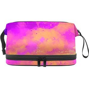 Grote capaciteit reizen cosmetische tas,Gradiënt Roze Oranje,Make-up tas,Waterdichte make-up tas Organizer, Meerkleurig, 27x15x14 cm/10.6x5.9x5.5 in