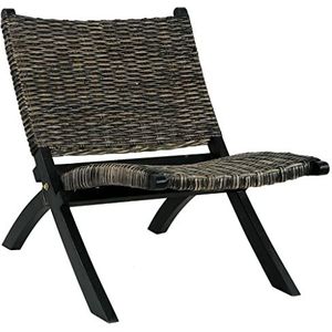 DIGBYS Ontspannende stoel zwart natuurlijk Kubu rotan en massief mahoniehout