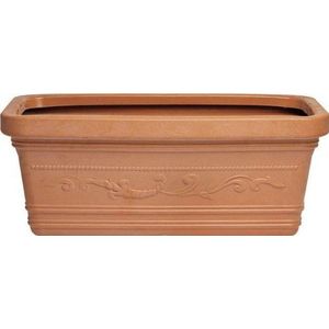 Bloempot rechthoekig Festonato Maxi grootte 100 cm kleur terracotta dubbele rand