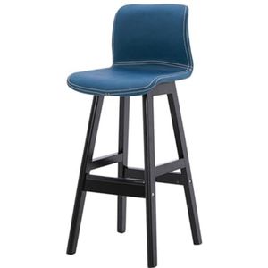 Barstoelen, Zwarte Massief Houten Frame Barkrukken, Met Leer Beklede Barkrukken, Gebogen Rugleuning, Geschikt For Keuken, Lounge, Bar, Kantoor, Enz (Color : Royal Blue, Size : Sitting Height-62cm)