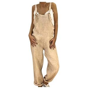 Binggong Jumpsuit dames zomer lang linnen look tuinbroek vrouwen bloemen overall retro zomerbroek Romper baggy broek rompers met zakken