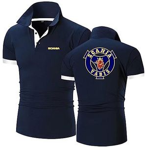 Knopen Voor Heren Poloshirts Voor Scania Bedrukt Effen Sportkleding Training Korte Mouwen T-shirt Met Contrasterende Kleuren Sneldrogend Zacht Halve Mouw-Navy Blue+White||L